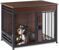 Amazon Basics Furniture Style Dog Crate, Sturdy Wooden Pet Kennel, End Table with Space for Pet, Two Bowls Included, 30" x 20.4" x 23.6", Walnut by AmazonBasics