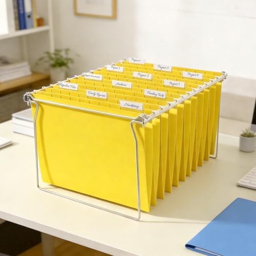 SUNEE Hanging File Folders, 25 Pack Letter Size Hanging File Folders with 1/5-Cut Tabs, Ideal for Home and Office Organization and Papers Classification,Yellow - Image 6