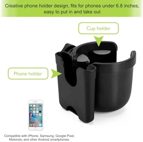 Accmor Stroller Cup Holder with Phone Holder, Bike Cup Holder, Walker Scooter Wheelchair Cup Holder Attachment, Universal Cup Holder for Uppababy Graco Strollers - Image 3