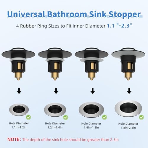 Universal Metal Bathroom Sink Stopper, Drain Strainer Hair Catcher, Black - Image 5