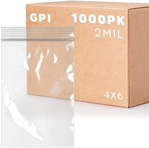 4" x 6" Zip Bags, 1000 Pack, 2 Mil, Reclosable, for Travel, Storage, GPI by GPI