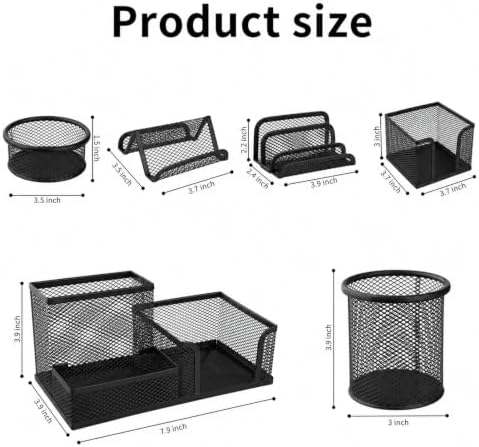 6 Pack Mesh Metal Desk Organizer Office Stationery Storage Set - Image 5