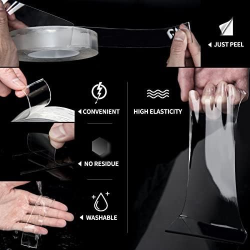 Art3d Traceless Nano Double-Sided Tape, 1/24 Inch x 2 Inch x 10 ft, Crystal - Image 5