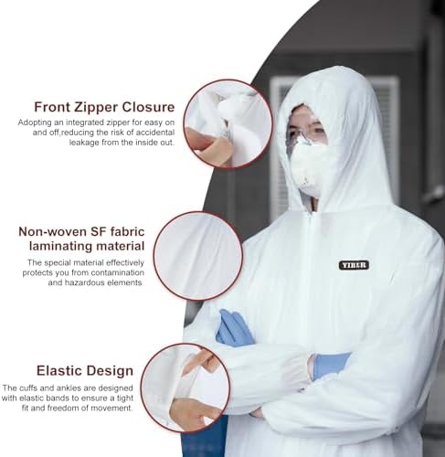 Hazmat Suit Disposable Coverall | Heavy Duty Full Body Paint Coverall & Suit in 7 Sizes - Small, White, 3 - Image 2