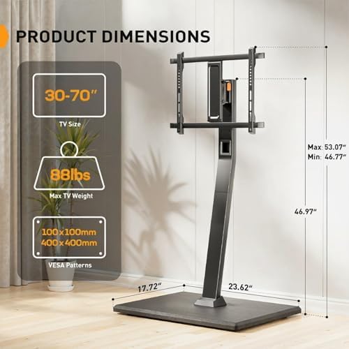 Perlegear Rolling TV Stand with Power Outlet for 30–70 inch TVs, 88 lbs - Image 6