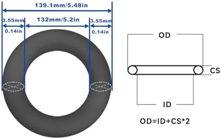 Nitrile Rubber O-Rings 139.1mm OD 132mm ID 3.55mm Width, Metric Sealing Gasket for Plumbing, Gas, Automotive and Faucet Repair, Pack of 10 - Image 3