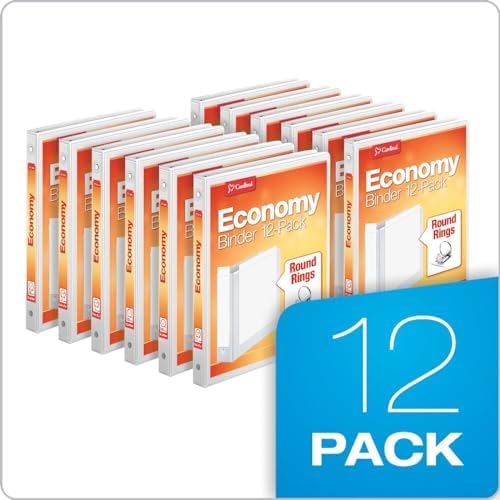 Cardinal 0.5 Inch 3 Ring Binders, White, 12 Pack, Round Ring Binder, Holds 125 Sheets, PVC Free, Customizable Covers, 2 Pocket View Binders for Office and School Organization - Image 6
