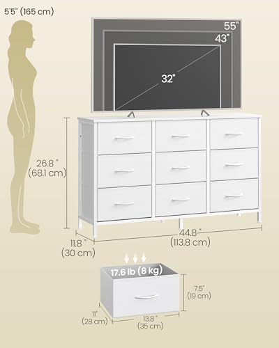 SONGMICS Dresser with 9 Fabric Drawers, TV Stand for TVs Up to 55 Inches - Image 3