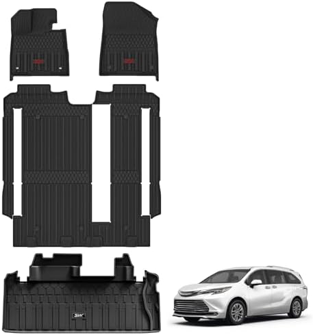 3W Floor Mats & Trunk Mat for 2021-2026 Toyota Sienna LE/XLE 8 Seat by 3W