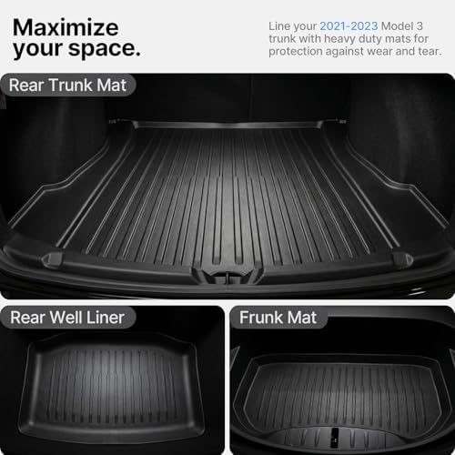 All Weather Cargo Liners for Tesla Model 3 Trunk Mats,Front Frunk and Rear Trunk Tray Mats Protector 2021 2022 2023 Accessories - Image 3