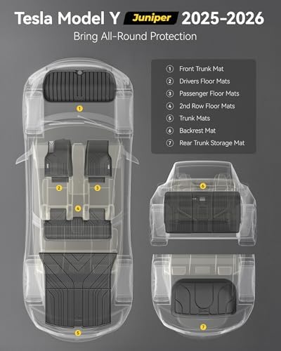 3W Tesla New Model Y Juniper Floor Mats and Cargo Liners, TPE Floor Liner for 2025 2026 Model Y, Trunk Mats & Seat Back Cover Protector, Tesla Model Y Juniper Accessories(Not For Standard), Vigormold™ - Image 3