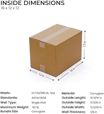 (16 x 12 x 12) - (25 Pack) Corrugated Cardboard Boxes for shipping and moving up to 65 lbs - Image 2