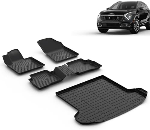 Floor Mats & Cargo Liner for 2025 2024 2023 Kia Sportage Hybrid All Weather Guard Car Mats Floor Liners Trunk Mat Cargo Mat Kia Sportage Hybrid Floor Mats Trunk Liner Accessories by VOUKIY