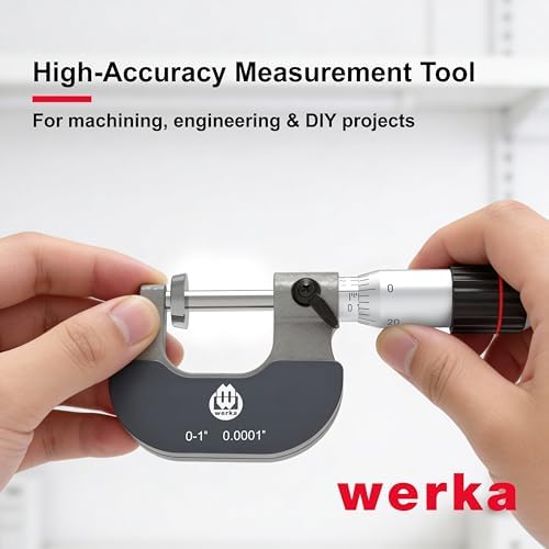 Werka Professional Outside Micrometer, 0-1 Inch Range, 0.0001 Inch Graduation, Precision Measurement Tool - Image 3