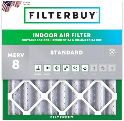 Filterbuy 25x25x4 Air Filter MERV 8 Dust & Allergy Defense (1-Pack) by Filterbuy