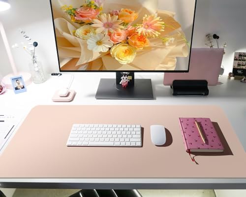 Bloss Pink Desk Mat, Leather Desk Pad, Desk Matt for Desktop, Waterproof Desk Pad Mat, Computer Mat for Office Work/Home/Decor/Desk Protector/Cover(31.5 x 15.7 Inches) - Image 5