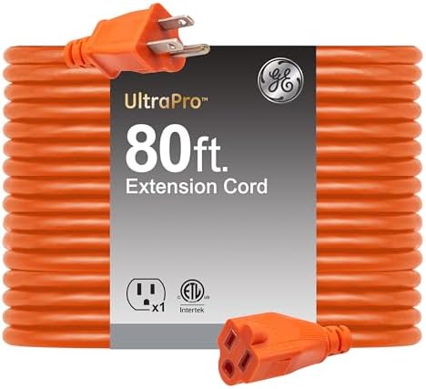 GE Outdoor Extension Cord, 80Ft, Outdoor Grounded Heavy Duty Extension Cord by Unknown
