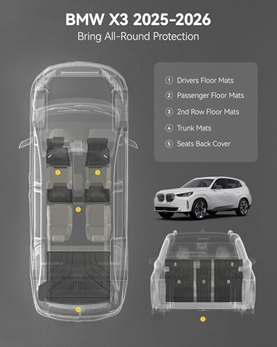 3W Floor Mats & Cargo Liner for BMW X3 G45 2025-2026, TPE All Weather - Image 3