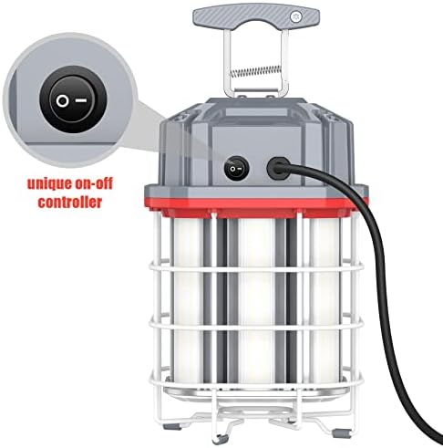 100W LED Temporary Work Light 15000LM 360° Lighting ETL Listed 10' Cable with 120V Plug Portable Hanging Construction Work Lights with ON/Off Switch for Job Site Warehouse Garage Shop Area Lighting - Image 5