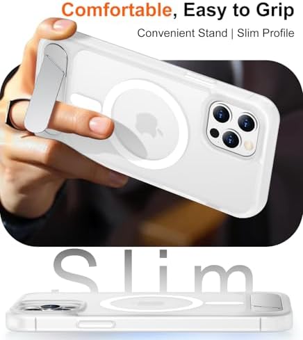 Temdan Magnetic Compatible with iPhone 12 Case & iPhone 12 Pro Case, [Built-in Invisible Kickstand][Compatible with MagSafe][Military Grade Shockproof] Slim Translucent Matte Phone Case 6.1" - Image 6