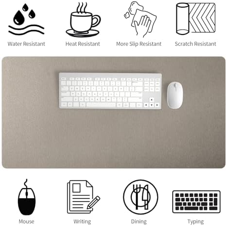 Bloss Pearl Gray Desk Mat 31.5"x15.7", Desk Matt for Desktop, Waterproof Large Desk Pad, Computer Mat for Office/Home/Decor/Christmas Desk Mat - Image 5