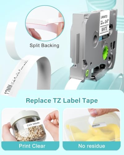 12mm 0.47" Laminated White Tape Replacement for Brother P-Touch Label Tape - Image 3