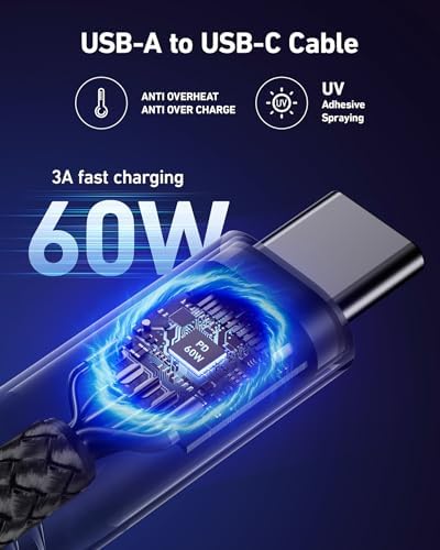 ohbox USB C Cable Fast Charging 6FT, 2Pack USB A to USB C Cable for CarPlay - Image 2