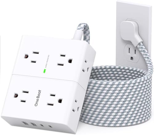 Extension Cord 10 Ft, One Beat Surge Protector Power Strip 10 Ft Long Cord by OneBeat
