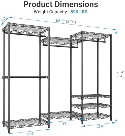 VIPEK V5 Heavy Duty Clothes Rack, Freestanding Modular Closet System, Black - Image 5