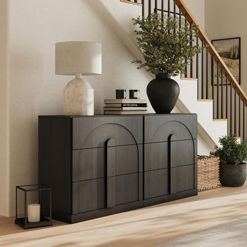 BELLEZE Set of 2 Bookcase with 3 Drawers, Modern Book Shelf with Wide Wooden Handle, 63" Wood Bookshelves for Living Room Office Entryway (Ebony) by BELLEZE