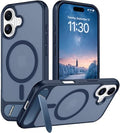 Temdan Magnetic Compatible with iPhone 16 Case, [Built-in Invisible Kickstand][Compatible with MagSafe] [Military Grade Shockproof] Slim Translucent Matte Phone Case for iPhone 16 6.1" by Temdan