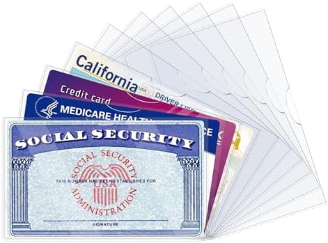 LIEMAND 10 Pack Social Security Card Protector Sleeves, Ultra Clear & Durable 31Mil Waterproof SSN/New Medicare/Credit Card Holder, Soft ID/Debit/Credit/Business Card Holder by LIEMAND