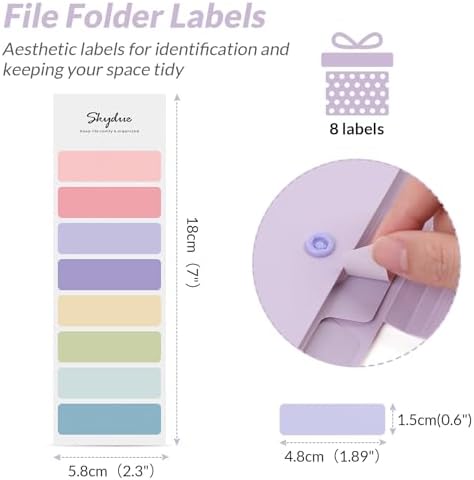 SKYDUE Expanding File Organizer with 5 Pockets, Accordion File Folders with Labels, Portable Document Paper Bill Receipt Organizer, Home College School Office Supplies, Letter Size, Lilac - Image 4