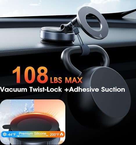 REOKILY 2027 Upgraded Suction Cup Phone Mount Nano Gel 360° Vacuum Magnetic Car Phone Holders for Your Car 110LBS Reinforced Mount for MagSafe Gym/Mirror for iPhone & Android - Image 3