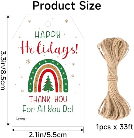 joycraft 50Pcs Christmas Tags with String, Happy Holiday Gift Tags - Image 2