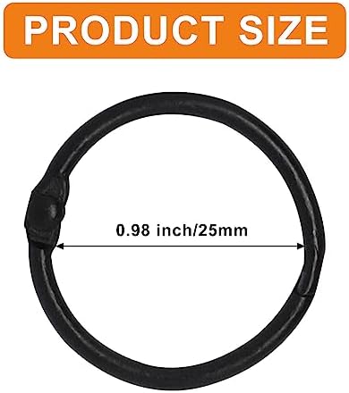 Binder Rings 50pc, Book Rings 1 Inch, Flash Card Rings Small Index Card Ring Loose Leaf Binder Rings Black Ring Clips Metal Rings for Index Cards Rings for Paper - Image 2
