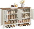 VASAGLE Farmhouse Shoe Cabinet, Narrow Storage Organizer, 4 Doors by VASAGLEbySONGMICSHOME