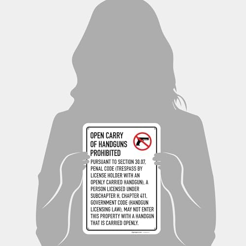 No Open Carry of Handgun Prohibited Texas §3007 Sign, - Image 4