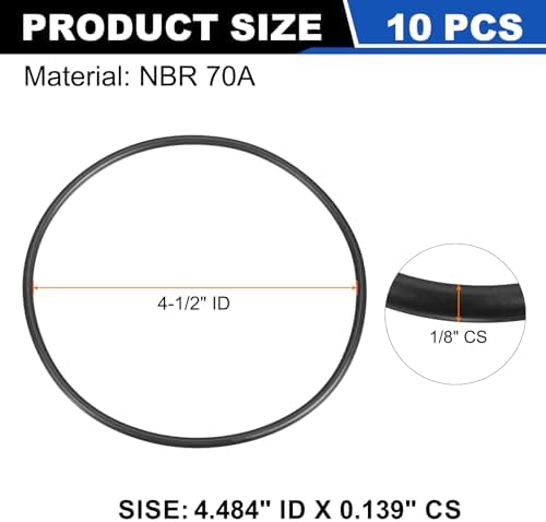 uxcell 10Pcs AS-246 NBR 70A O-Rings 4-1/2"ID x 1/8"CS/4.484"ID x 0.139"CS - Image 2