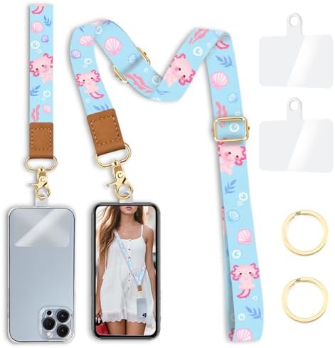 Yonlevres Phone Lanyard Crossbody Strap Wrist Neck Adjustable Women Blue by Yonlevres