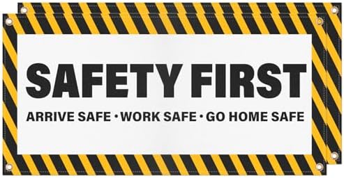 2 Pack Safety First Banners Arrive Work Go Home Safe Sign 4×2 Feet by YIKIADA