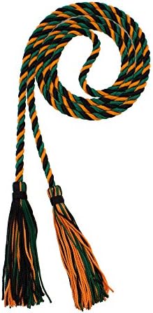 Tassel Depot Graduation Honor Cord - Black/Dark Green/Orange - Every School Color Available - Made In Usa by TasselDepot