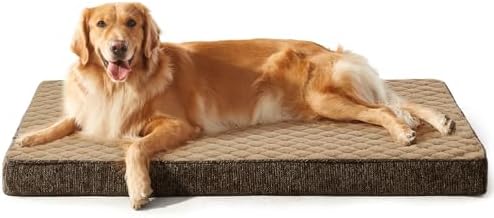 JOEJOY Orthopedic Dog Bed for Extra Large Dogs, Washable Dog Crate Bed Large Sized with Removable Cover, Egg Memory Foam Big Pet Beds, Brown, 47"x29" by JOEJOY