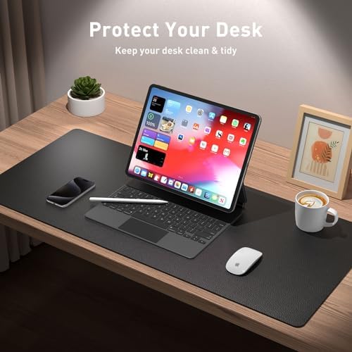 Aothia Leather Office Desk Pad Protector, Non-Slip PU Leather Desk Blotter, Waterproof Laptop Writing Mouse Pad for Office and Home, Black, 31.5" x 15.7" - Image 3