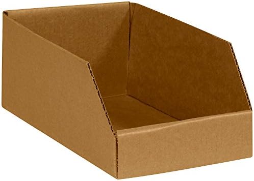 Partners Brand PBINMT612K Open Top Bin Boxes, 6" x 12" x 4 1/2", Kraft (Pack of 50) by Partners+Brand