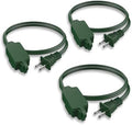 PLUGTUL Green Indoor Extension Cord 3 FT | 2 Prong Extension Cord, 3 Polarized Outlets with Safety Cap Protect for Home Office, 16/2 SPT-2 ETL Listed, 3 Pack by PLUGTUL
