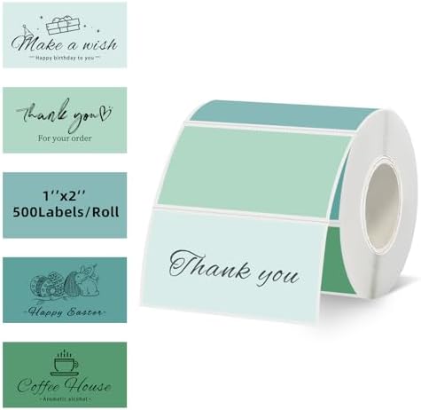 2''x1'' Green Direct Thermal Barcode Labels,Self-Adhesive Thermal Printer Stickers for Address Design DIY Logo Business by Unknown