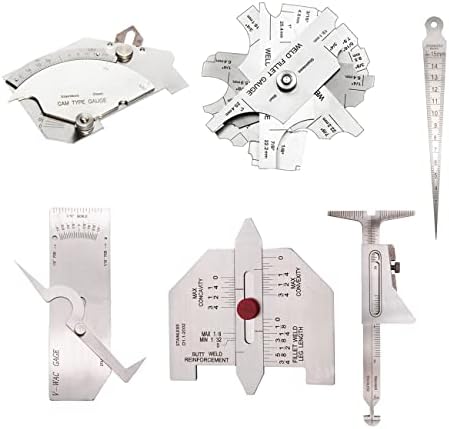 Weld Gauge Set Includes Cam Type Gauge and Fillet Gauge and Hi-Lo Gauge and Taper Gauge and Porosity Undercuts Checking Gauge and Convexity Concavity Gauge Imperial by Necygoo