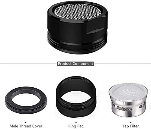 4PCS 2.2 GPM Faucet Aerator, 2 Pack Aeration Filter Replacement Parts With Brass Housing 15/16 Inch 24mm Male Thread Aerator Faucet Filter With Gasket For Kitchen And Bathroom (Black) - Image 3