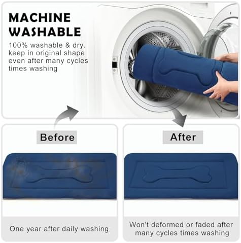 Dog Bed Soft Dog Crate Pad Mat for Medium/Large Dogs 36 in Non-Slip Bottom Washable Dog Sleeping Mattress Pet Beds Cat Beds Kennel Pads, Dark Blue - Image 5